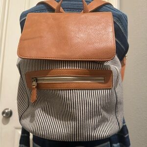 Susan JoyVegan  Canvas bag with denim stripes